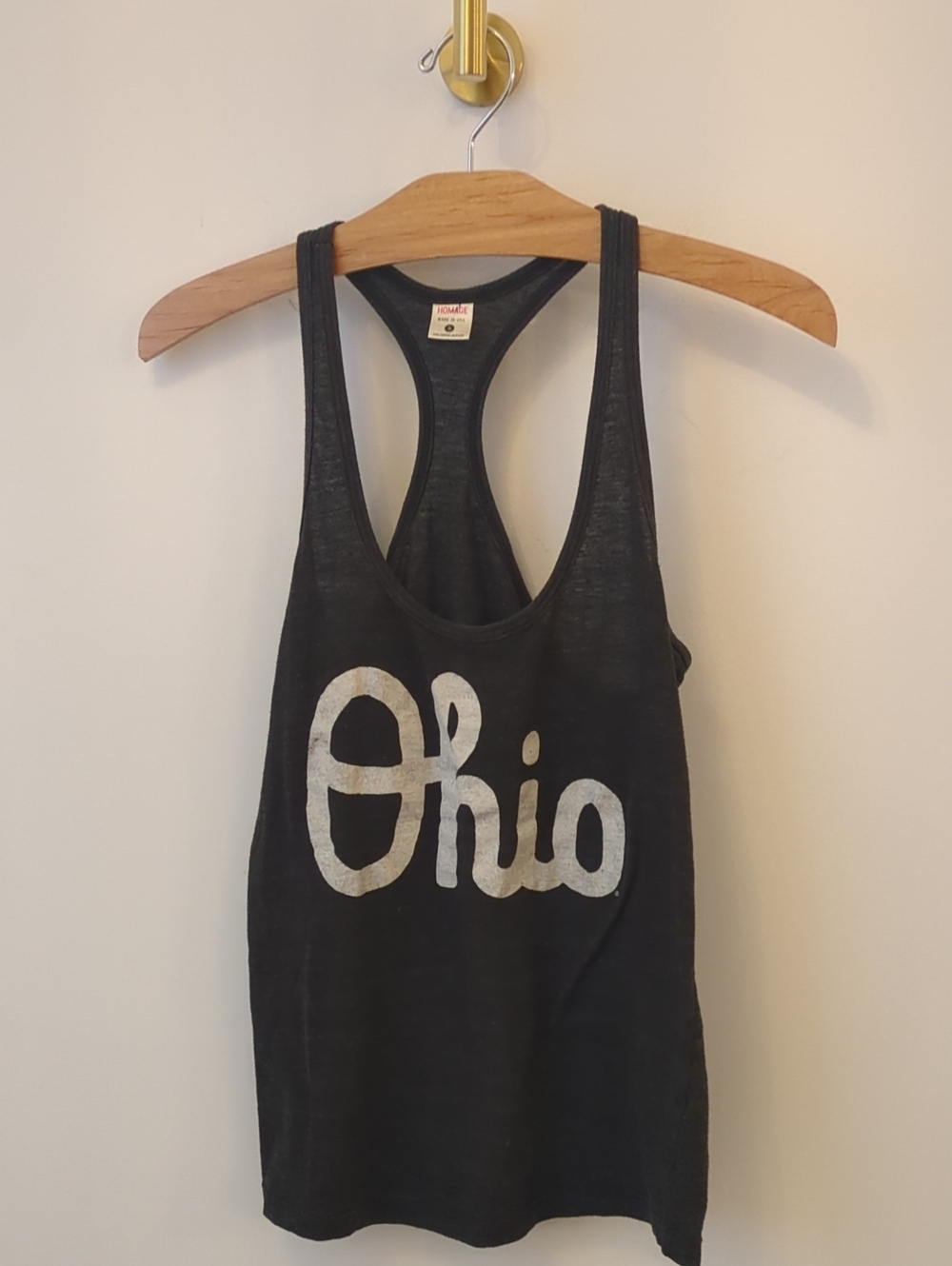 Homage Ohio Racerback Tank Top Dark Grey Women Small